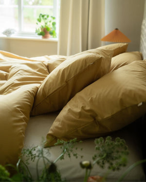 Dubbeltäcke & 2 örngott | Leaf yellow